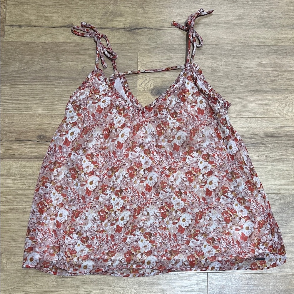 Volcom Rose-Multi Floral Tie-Shoulder V-Neck Cami